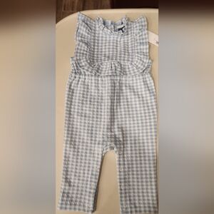 Janie and Jack Light Blue Checkered Romper